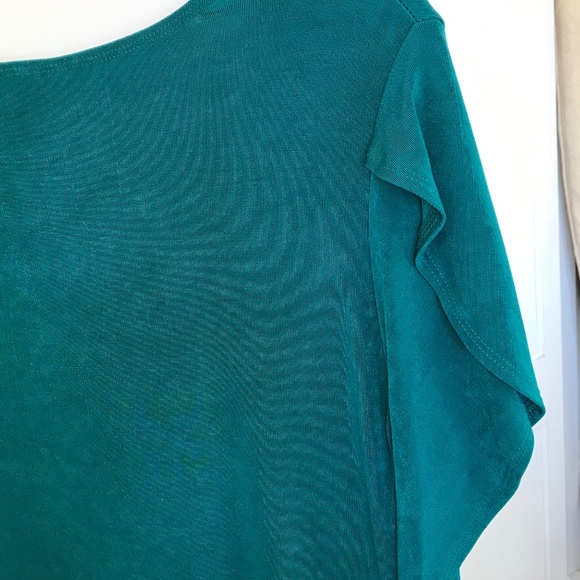 CHICO’S Travelers Flutter Sleeve V Neck Blouse Top Green Teal Size X-Large 16 - Picture 5 of 16